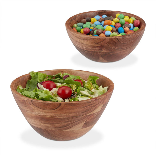 Saladekomset van 2 acaciahout