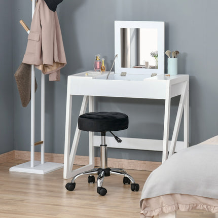 Black Velvet Salon Chair - Adjustable swivel with wheels