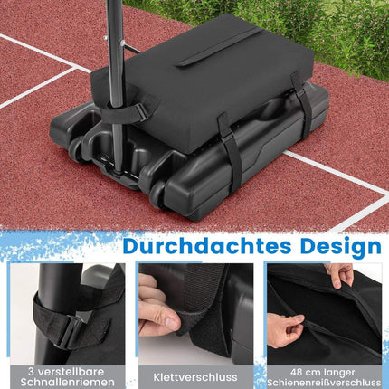 Sandbag for basketball hoop stands up to 136 kg of sand made of black Oxford fabric
