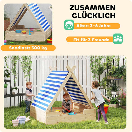 Dřevěné pískoviště se stříškou a dnem, 120 cm