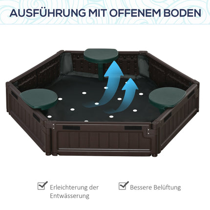 Dětské pískoviště se sedátky – HDPE, hnědé, Ø120x21cm