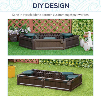 Dětské pískoviště se sedátky – HDPE, hnědé, Ø120x21cm