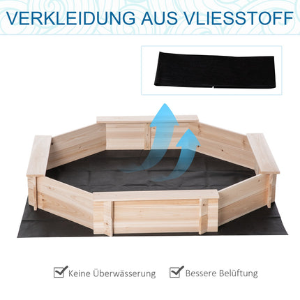 Octagonal wooden sandbox with lid for children 3-8 years