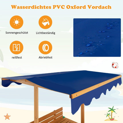 Pískoviště se stříškou 120 x 120 cm z cedrového dřeva velké se 2 sklápěcími lavicemi přírodní