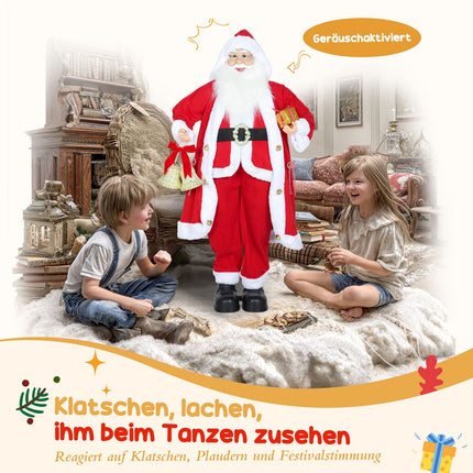 Figurka Santa Claus 1.15m s dárkem a zvonkem, pro interiér