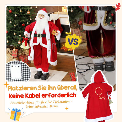 Figurka Santa Claus 1.15m s dárkem a zvonkem, pro interiér