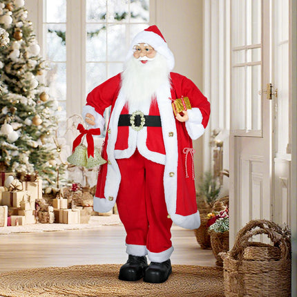 Figurka Santa Claus 1.15m s dárkem a zvonkem, pro interiér