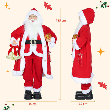 Figurka Santa Claus 1.15m s dárkem a zvonkem, pro interiér