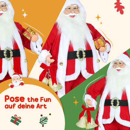 Figurka Santa Claus 1.15m s dárkem a zvonkem, pro interiér