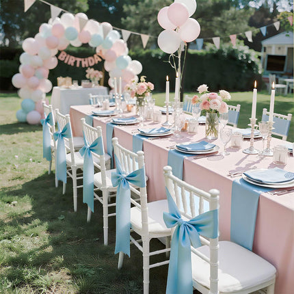 Satin Chair Sashes, 100-Pack, 7 x 108 in, Light Blue