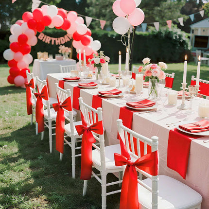 Satin Chair Sashes, 100-Pack, 7 x 108 in, Red