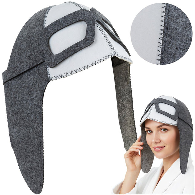 Saunová čepice, letecký styl, 100% plsť, univerzální velikost