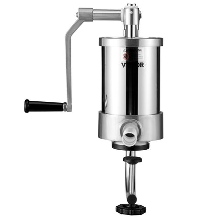 Sausage Stuffer, 1.5L 304 Stainless, Manual Crank, 3 Tubes