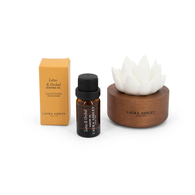 Scented Flower Diffuser, Ceramic & Wood, 30-Day Fragrance