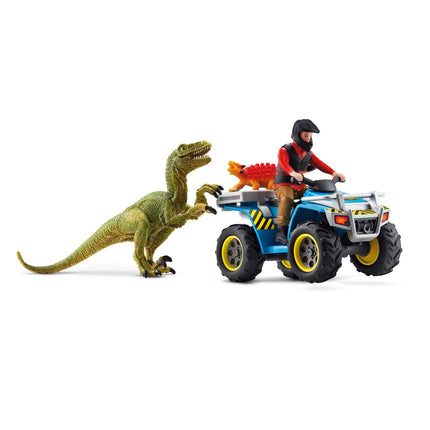 Schleich Dinosaurs útěk na čtyřkolce před velociraptorem