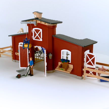 Schleich Farm World hrací sada červená stodola se zvířaty