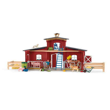 Schleich Farm World hrací sada červená stodola se zvířaty