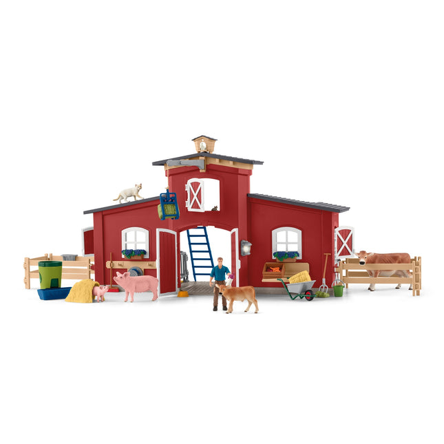 Schleich Farm World hrací sada červená stodola se zvířaty