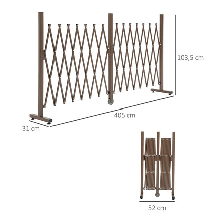 Roztažitelná hliníková zahradní zábrana, hnědá, 52-405 cm