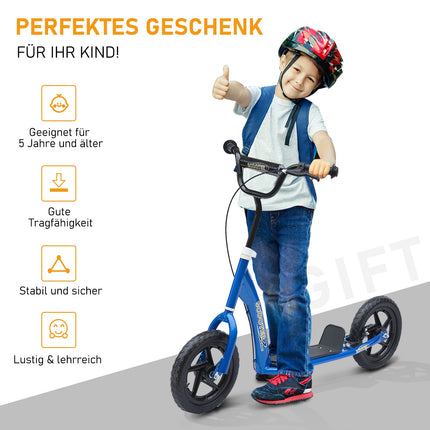 Městská koloběžka pro děti – 12"", zadní brzda, modrá