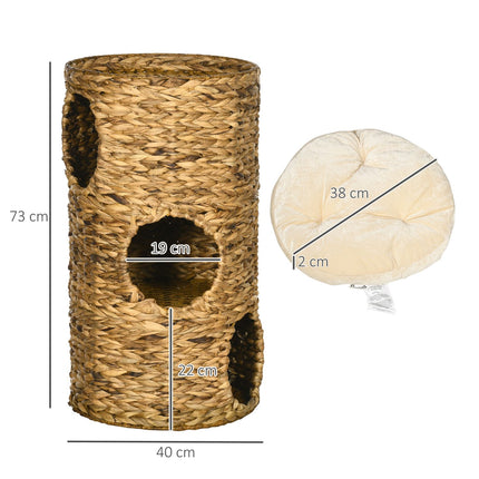 Kočičí věž se 3 patry, čalouněná, 73 cm – vodní hyacint