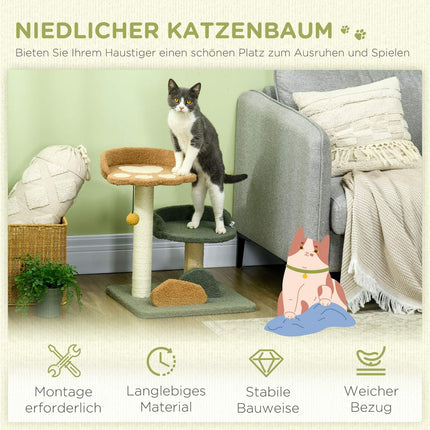 Cat Scratching Post 52 Cm, 2 Levels & Toy Ball Sisal