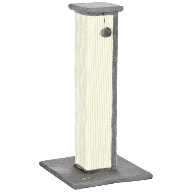 Škrabadlo pro kočky, 81 cm sisal s hracím míčkem, šedá a krémová