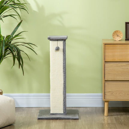 Škrabadlo pro kočky, 81 cm sisal s hracím míčkem, šedá a krémová