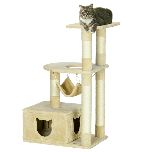 Cat scratching post - 99 cm plush tree with bed and cave