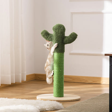 Škrabadlo pro kočky, design kaktus, borovice a sisal, 65cm