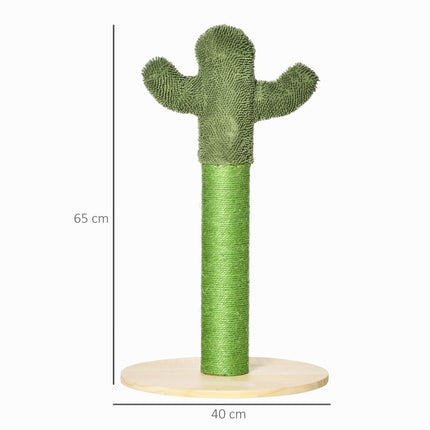Škrabadlo pro kočky, design kaktus, borovice a sisal, 65cm