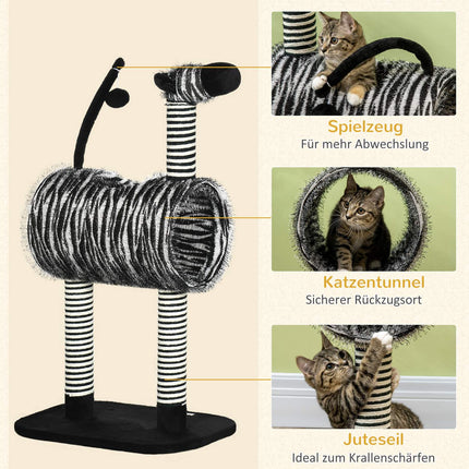 Kočičí strom se škrabadlem a tunelem, design zebra