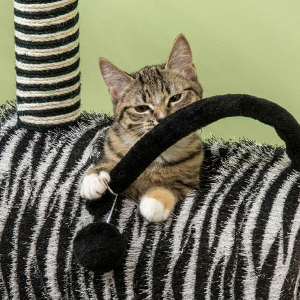 Kočičí strom se škrabadlem a tunelem, design zebra