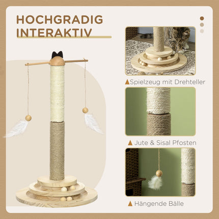 Kočičí strom se škrabadlem a hracím míčkem, 56 cm