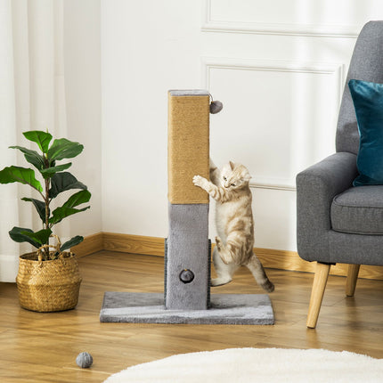 Škrabadlo pro kočky, 79 cm, jutové lano a plyšové hračky