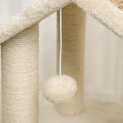 Large cat scratching post with cave and toys - 130 cm