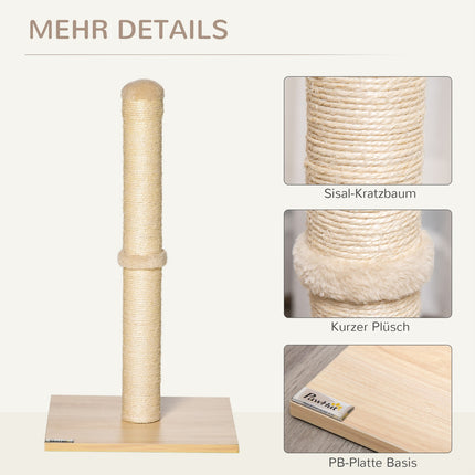 Škrabadlo pro kočky, sisal s míčkem, sloupek 60cm, béžová