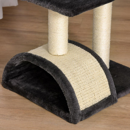 Škrabadlo pro kočky, sisal a plyš, 40x35x72 cm, tmavě šedá