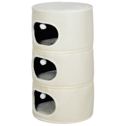 Cat Tower with Caves & Play Balls, Sisal, 100cm, Beige
