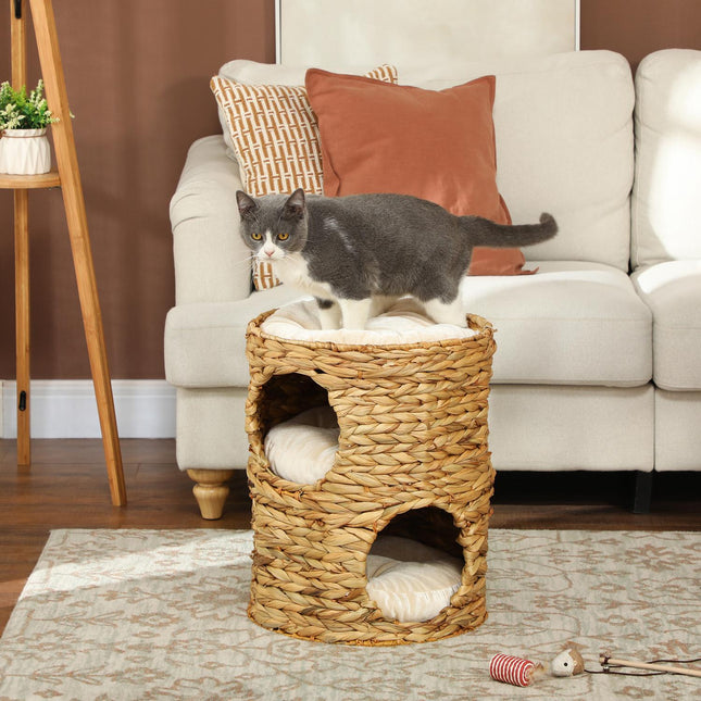 Cat Scratching Barrel, Water Hyacinth, 50 cm, Light Brown