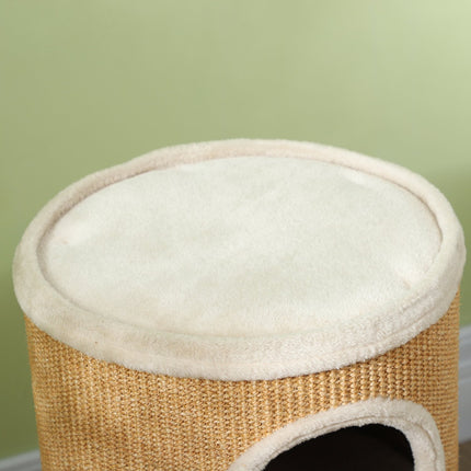 Škrabadlo pro kočky se 2 domečky, sisal, 60 cm