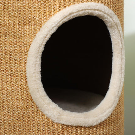 Škrabadlo pro kočky se 2 domečky, sisal, 60 cm