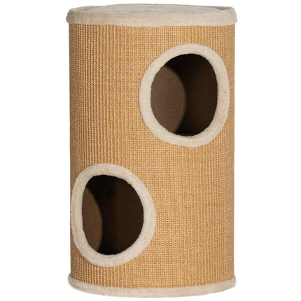 Škrabadlo pro kočky se 2 domečky, sisal, 60 cm