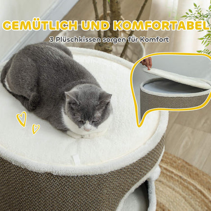 Cat Scratching Barrel - 2 caves, sisal, 69 cm, coffee/cream