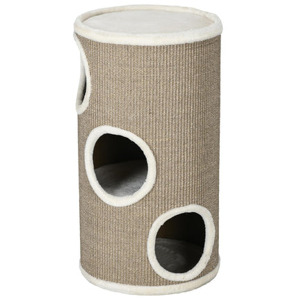 Kočičí škrabací věž, 3 patra, sisal a plyš, 70 cm