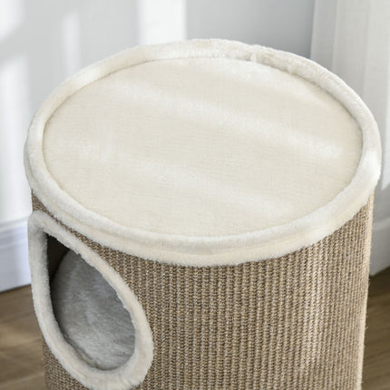 Kočičí škrabací věž, 3 patra, sisal a plyš, 70 cm