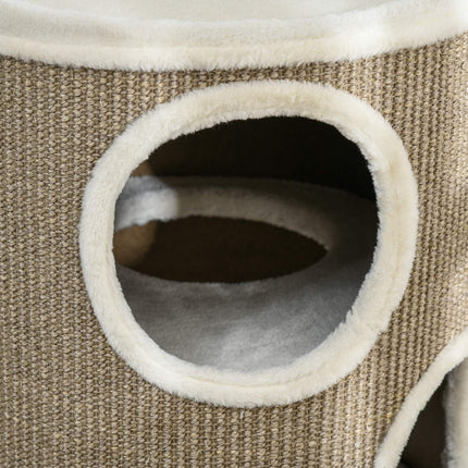 Kočičí škrabací věž, 3 patra, sisal a plyš, 70 cm