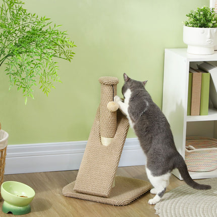 Cat scratching post, 54 cm sisal, cream white with play ball