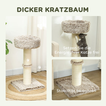Kočičí strom s pelíškem - výška 87 cm, sisal, pro kočky do 6 kg