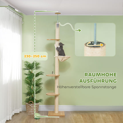 Nastavitelný kočičí strom s houpací sítí, do stropu 230-250cm